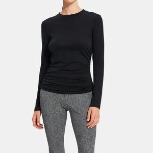 THEORY Pima Cotton Ruched Tiny Tee • XS/S